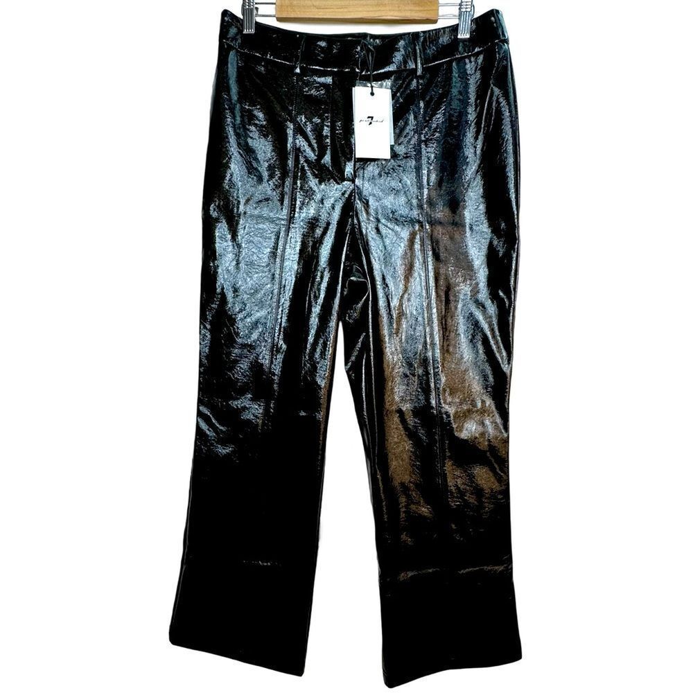 7 for all mankind Shiny Black Pleather Pants Size Large